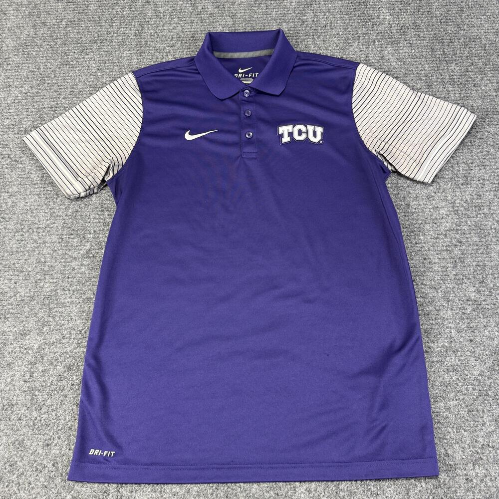 TCU Horned Frogs Polo Shirt Mens Medium Purple NCAA Football Nike Dri Fit